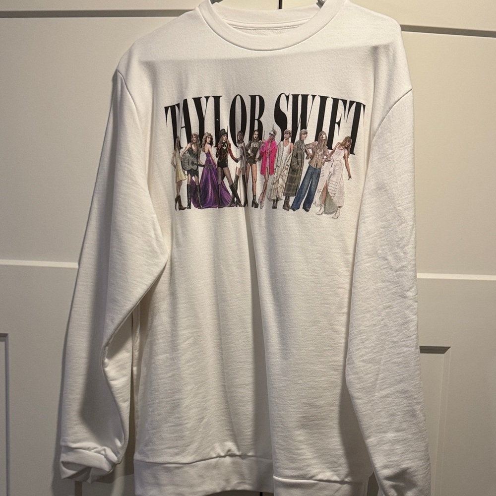Taylor Swift Tortured Poets Eras White Crew Neck Sweater